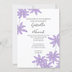 Invitation Maisonnettes violettes sur la White Engagement Par