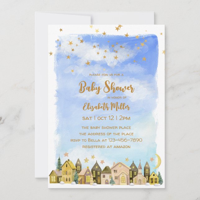 Invitation Maisons mignonnes Baby shower neutre pour les femm (Devant)