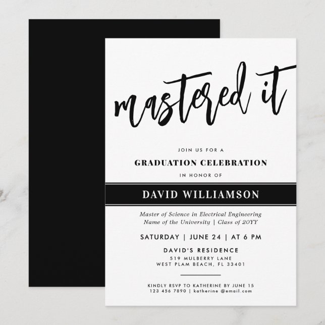 Invitation Maîtrise moderne Diplôme Diplôme Maîtrise (Devant / Derrière)