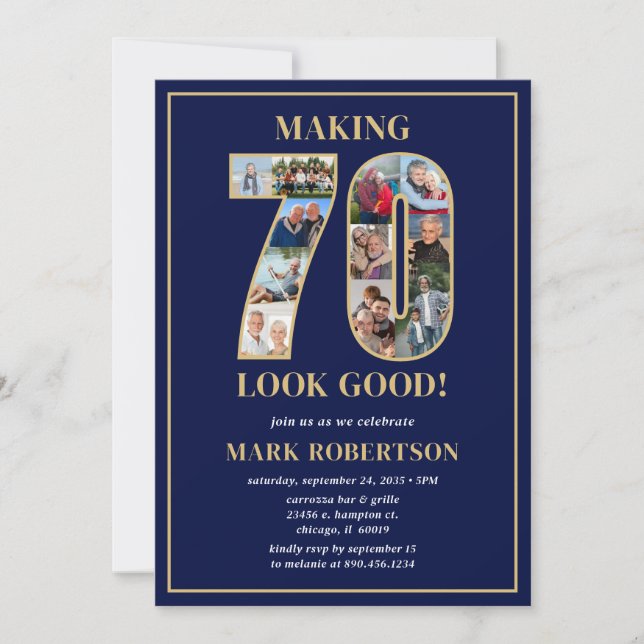 Invitation Making 70 Look Good Photo Birthday (Devant)