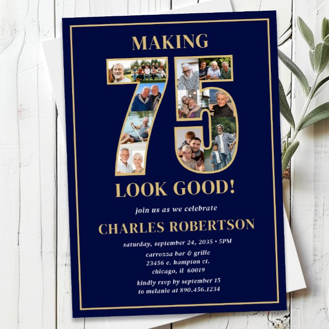 Invitation Making 75 Look Good Photo Birthday (Créateur téléchargé)