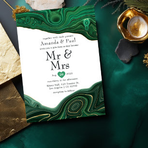 Invitation Malachite et Gold Strata Agate M & Mme Mariage