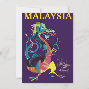 Invitation Malaisie Dragon affiche de voyage de style vintage