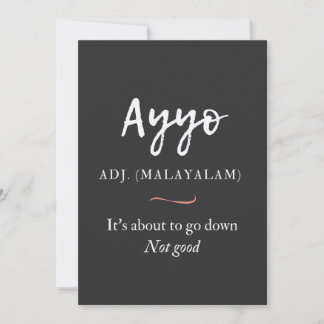 Invitation malayalam tshirt ayyo définition