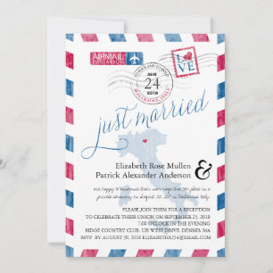 Invitation Malcesine Italie Airmail Post Mariage Réception