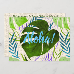 Invitation Maleah Monstera Tropical Hawaiian Aquarelle Vert