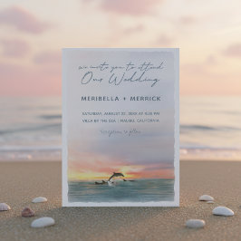 Invitation Malibu | Dolphins Beach Watercolor Mariage