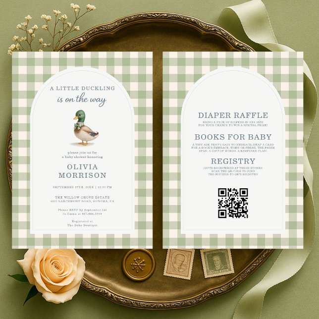 Invitation Mallard Duck Gingham All in One Baby Shower (Créateur téléchargé)
