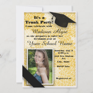 Invitation Malle Fleurie Jaune et Noire pour la Fête de l'Uni