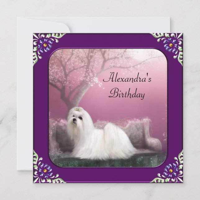 Invitation Maltais & Cherry Blossom Park Cadre pourpre (Devant)