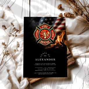 Invitation Maltese Cross Firefighter Graduation avec gants