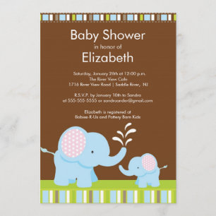 Invitation Mama & Baby Elephant Baby shower garçon ou fille