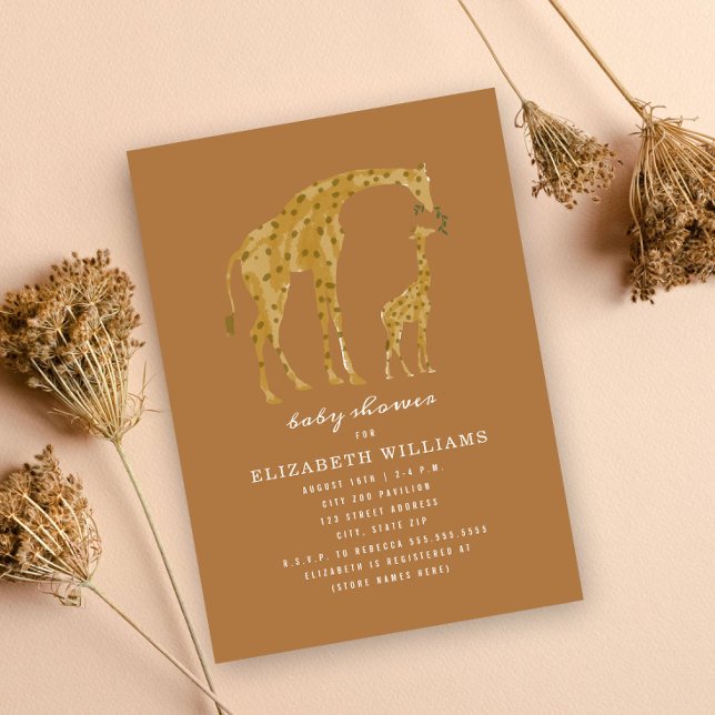 Invitation Mama & Baby Giraffe Goldenrod Baby shower neutre (Créateur téléchargé)