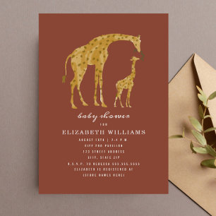 Invitation Mama & Baby Giraffe Terracotta Baby shower neutre