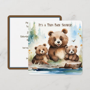 Invitation Mama Bear et Cubs Baby shower jumeau