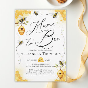 Invitation Mama Bee Été Aquarelle Élégant Shower de Bébé
