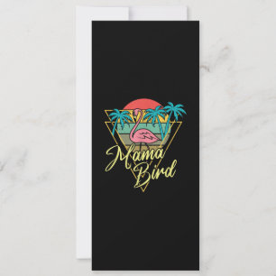 Invitation Mama Bird Flamant rose Sunset Palm Tree Beach anné