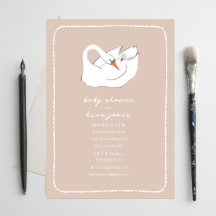 Invitation Mama de cygne et Baby shower rose fille