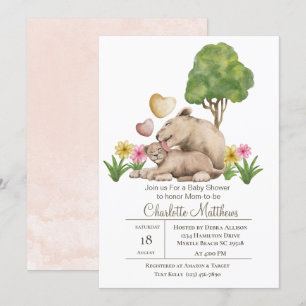 Invitation Mama et bébé Lion Jungle Sarfari Baby shower Inv