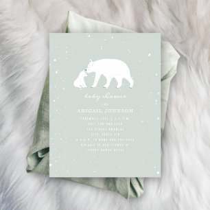 Invitation Mama et bébé Polar Bear Baby shower bleu