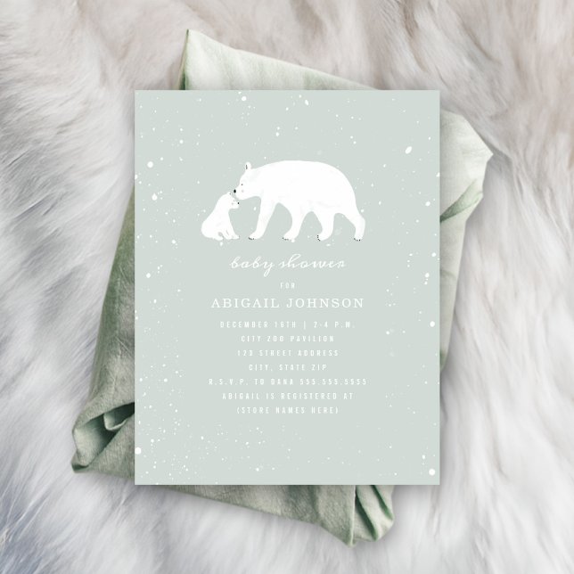 Invitation Mama et bébé Polar Bear Baby shower bleu (Créateur téléchargé)