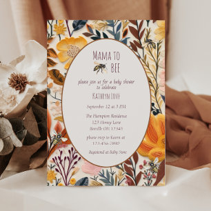 Invitation Mama sera un baby shower fleur sauvage vintage