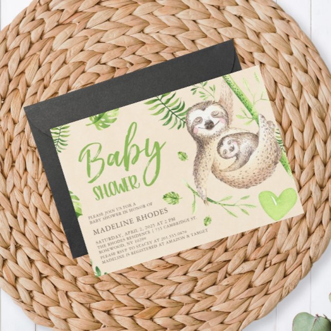 Invitation Mama Sloth et Baby Sloth Baby shower (Créateur téléchargé)