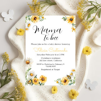 Invitation Mama to Bee Baby shower Bumble Bee Thème