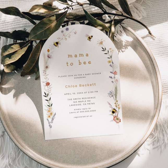 Invitation Mama to Bee Fleur sauvage Arch Baby shower Invitat (Créateur téléchargé)