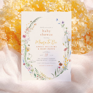 Invitation Maman À Être Fleur sauvage Boho Chic Baby Girl Dou
