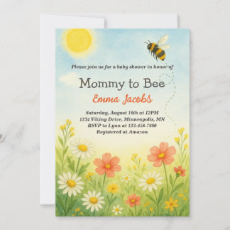 Invitation Maman À Être Sexe Baby shower Floral Neutre