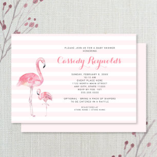 Invitation Maman + Baby shower Flamant rose bébé