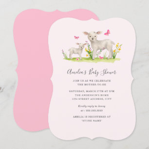 Invitation Maman Bébé Moutons Baby shower doux