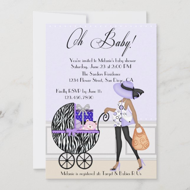Invitation Maman chic et boguet avec des cadeaux (Devant)