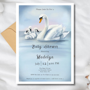 Invitation Maman cygne avec bébés Baby Shower