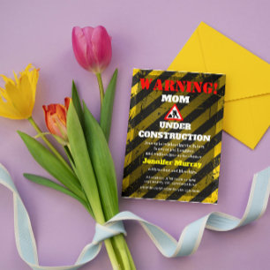 Invitation Maman en construction   Baby shower moderne
