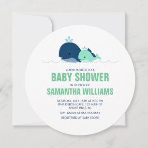 Invitation Maman et bébé Baleine Baby shower de genre neutre