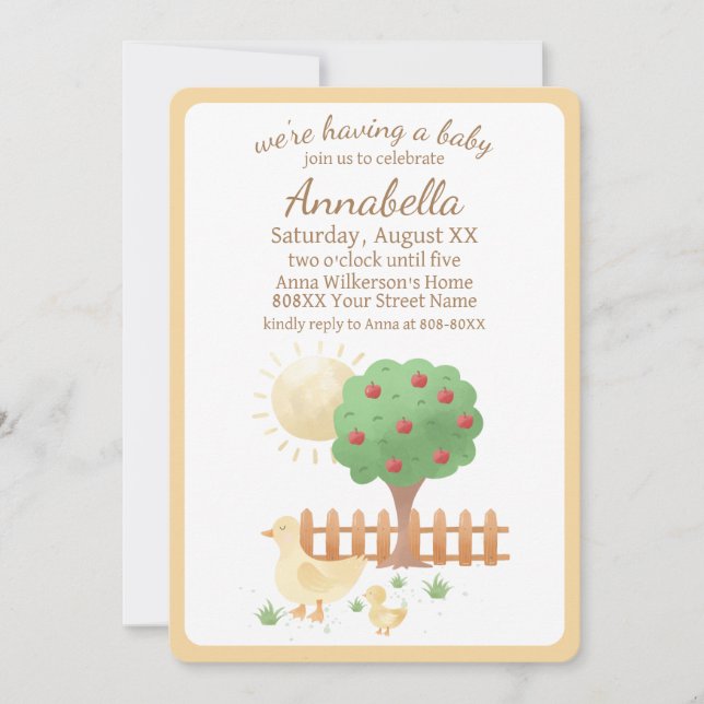 Invitation Maman et bébé canard mignonne Baby shower (Devant)