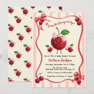 Invitation Maman et jumelles Baby Cherry Baby shower