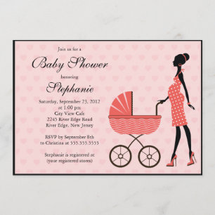 Invitation Maman moderne à être baby shower de chariot de