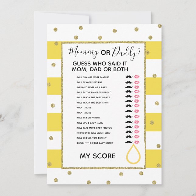 Invitation maman ou papa connaissent le jeu du baby shower de (Devant)