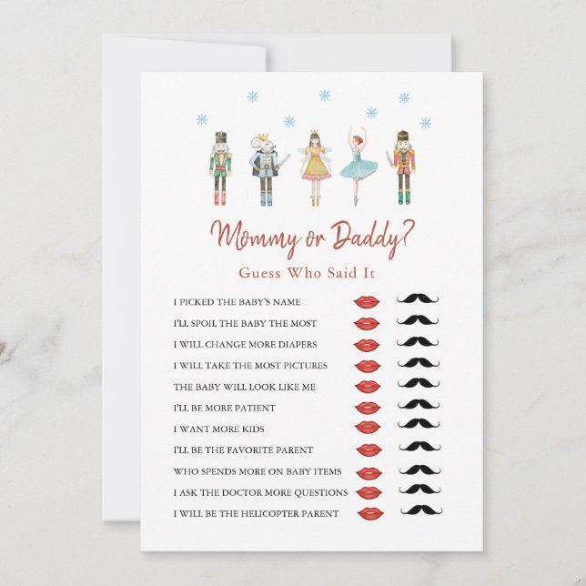 Invitation Maman ou papa Noël Fille Baby shower Jeu (Devant)