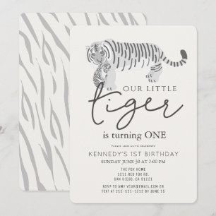 Invitation Maman Tiger & Cub Crème moderne 1er anniversaire