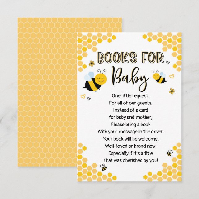 Invitation Maman To Bee Demande Card, Livres Pour Bébé (Devant / Derrière)