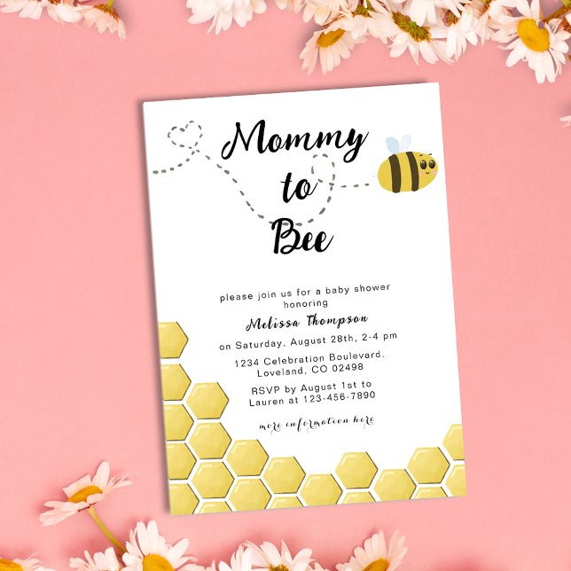 Invitation Maman to Bee Genre Neutral Honeycomb Baby shower (Créateur téléchargé)