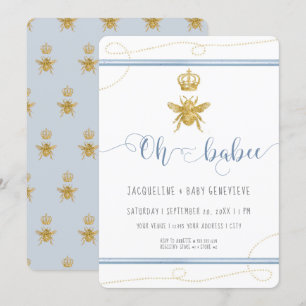 Invitation Maman to Bee Gold Parties scintillant Baby shower 