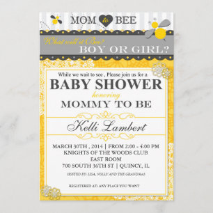 Invitation Maman va au Baby shower des abeilles blanches