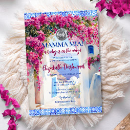 Invitation Mamma Mia Greek Tile Disco Ball Girl Baby Shower