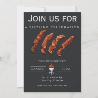Invitation Man Birday Party, Bacon, BBQ