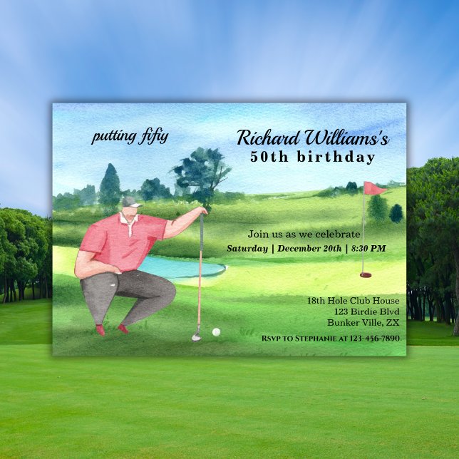 Invitation Man Golf Putting Fifty 50th Birthday (Créateur téléchargé)